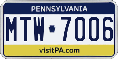 PA license plate MTW7006