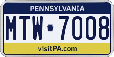PA license plate MTW7008