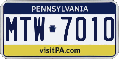 PA license plate MTW7010