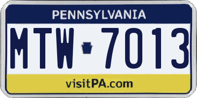 PA license plate MTW7013