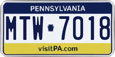 PA license plate MTW7018