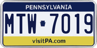 PA license plate MTW7019