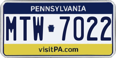 PA license plate MTW7022