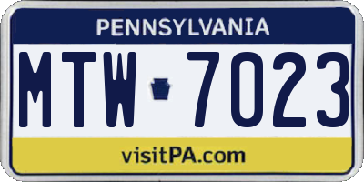 PA license plate MTW7023