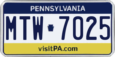 PA license plate MTW7025