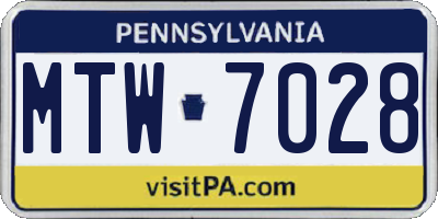 PA license plate MTW7028