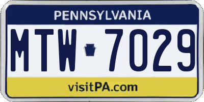 PA license plate MTW7029