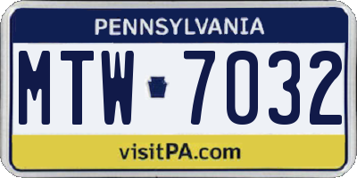 PA license plate MTW7032