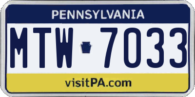 PA license plate MTW7033
