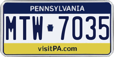 PA license plate MTW7035