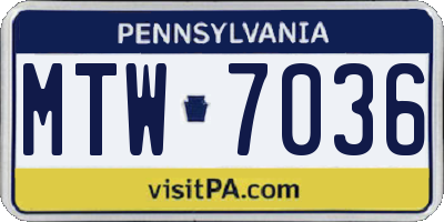 PA license plate MTW7036