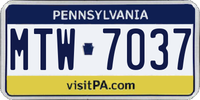 PA license plate MTW7037