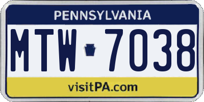 PA license plate MTW7038