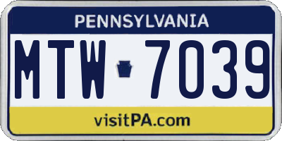 PA license plate MTW7039