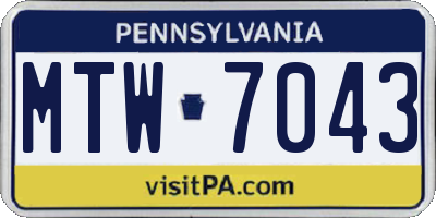 PA license plate MTW7043