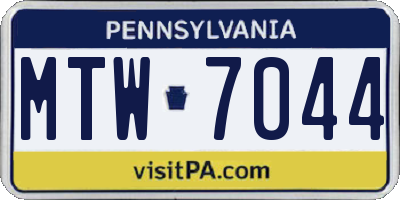 PA license plate MTW7044