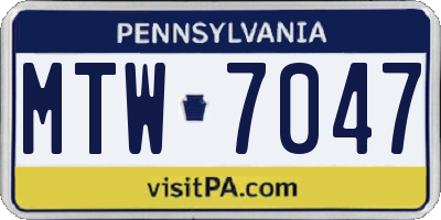 PA license plate MTW7047