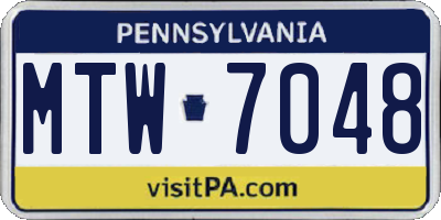 PA license plate MTW7048