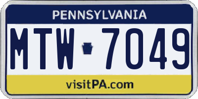 PA license plate MTW7049