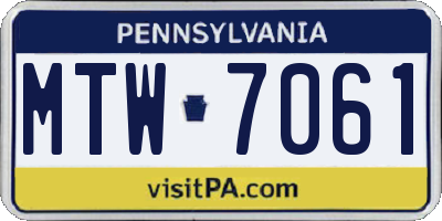PA license plate MTW7061