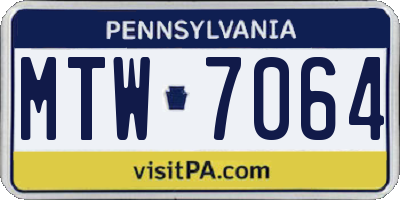 PA license plate MTW7064