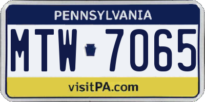 PA license plate MTW7065