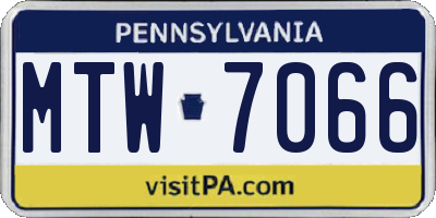 PA license plate MTW7066