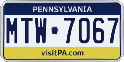 PA license plate MTW7067
