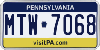 PA license plate MTW7068