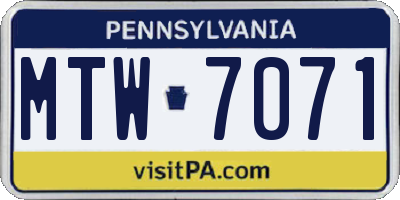 PA license plate MTW7071