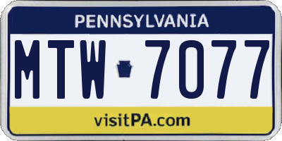 PA license plate MTW7077