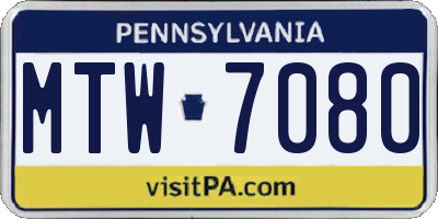 PA license plate MTW7080