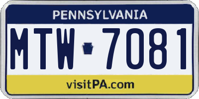 PA license plate MTW7081