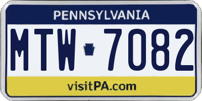 PA license plate MTW7082