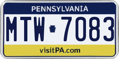 PA license plate MTW7083