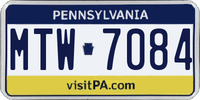 PA license plate MTW7084