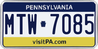 PA license plate MTW7085