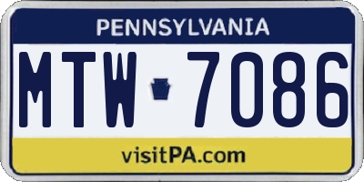PA license plate MTW7086