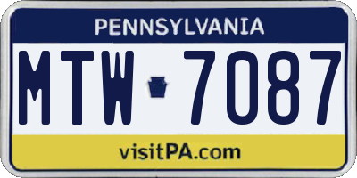PA license plate MTW7087