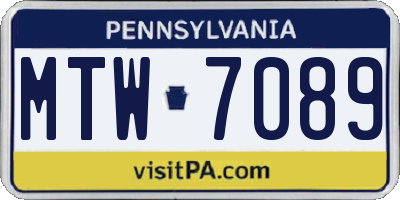 PA license plate MTW7089