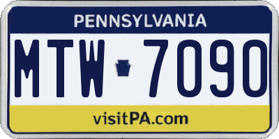 PA license plate MTW7090