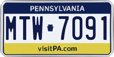 PA license plate MTW7091
