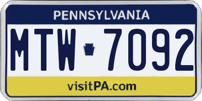 PA license plate MTW7092