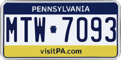 PA license plate MTW7093
