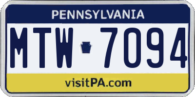 PA license plate MTW7094