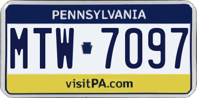 PA license plate MTW7097