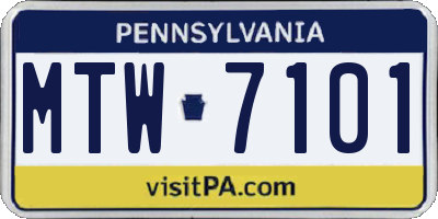 PA license plate MTW7101