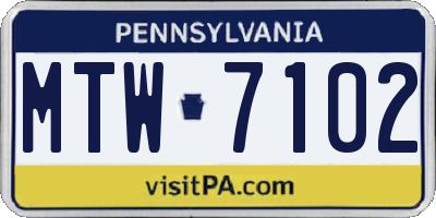 PA license plate MTW7102