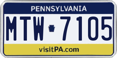 PA license plate MTW7105