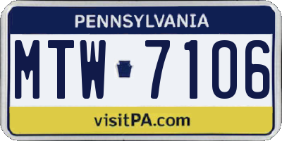 PA license plate MTW7106